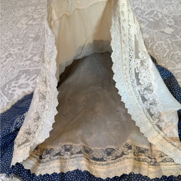 OPEN TO OFFERS Anthropologie Maeve Blue Lace Sleeveless Knee Length Dress Size 4 - Picture 9 of 10